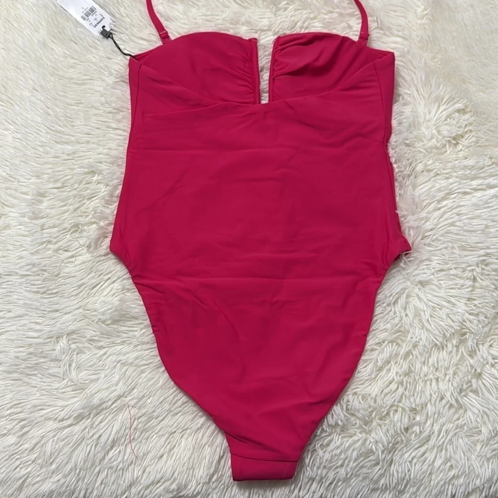 Express Ruched V-Wire Halter Body Contour One Piece Swimsuit